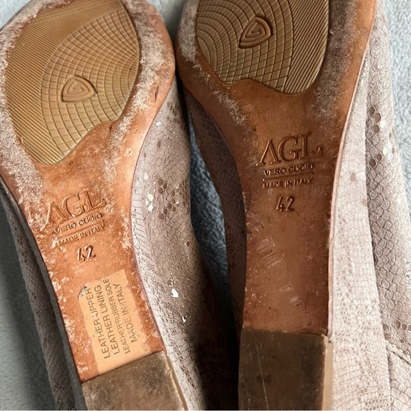 AGL Attilio Giusti Leombruni Jody Cap Toe Buckle Wedge Ballet Flat Patent Gold - Picture 9 of 17